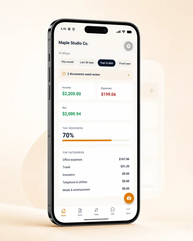Tableau de bord mobile natif de NextiaTax
